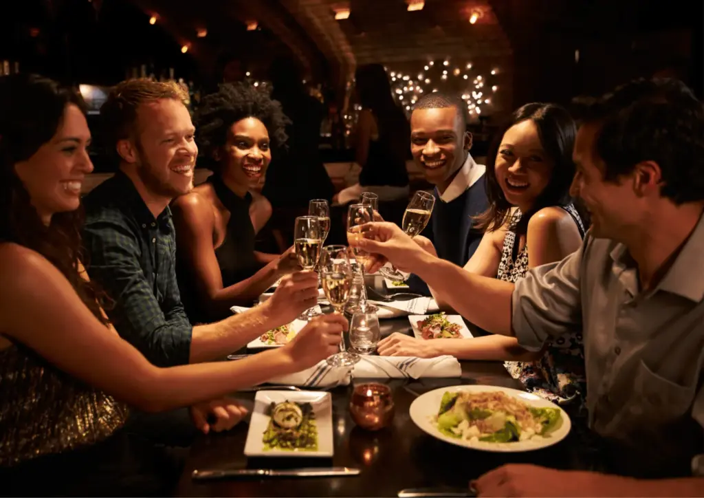 Oxford Christmas Party people celebrating at a meal