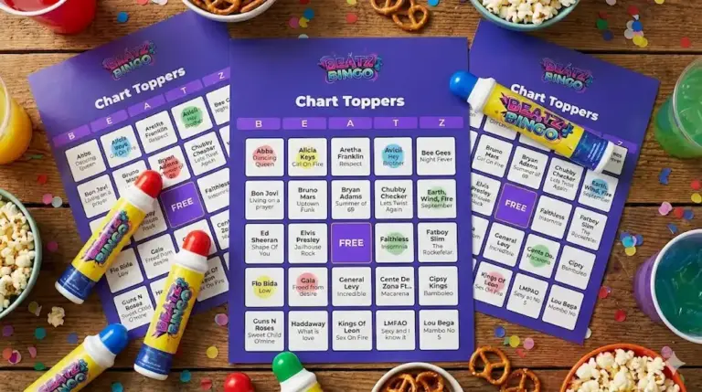 Beatz n Bingo musical bingo cards and bingo dabbers